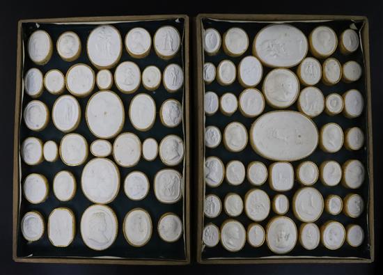 A collection of 19th century Italian plaster cameos, 18 x 25.5cm